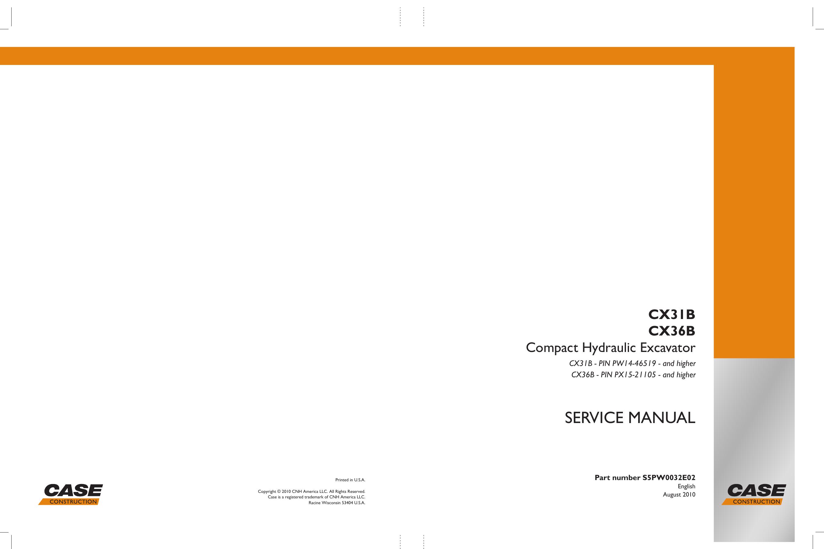 CX36B CX31B Mini-excavator SERVICE MANUAL